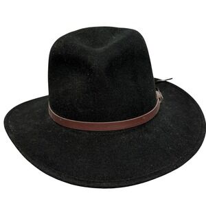 Woolrich 100% Crushable Wool Outback Hat Black XL Western Ranch Fedora